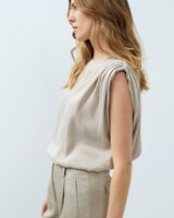 Yaya Sleeveless top with shoulder pleats