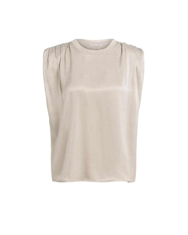 Yaya Sleeveless top with shoulder pleats