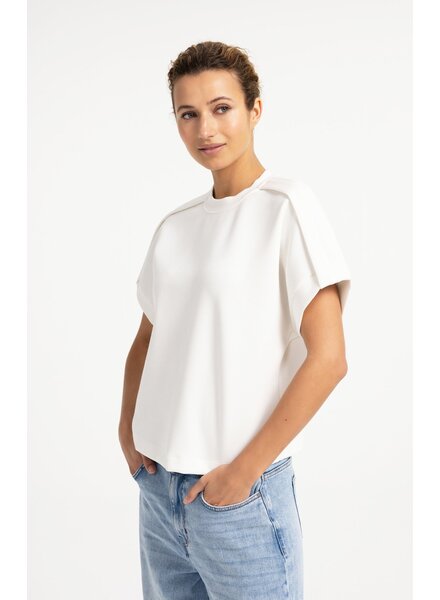 Yaya T-shirt with pleated shoulder detail