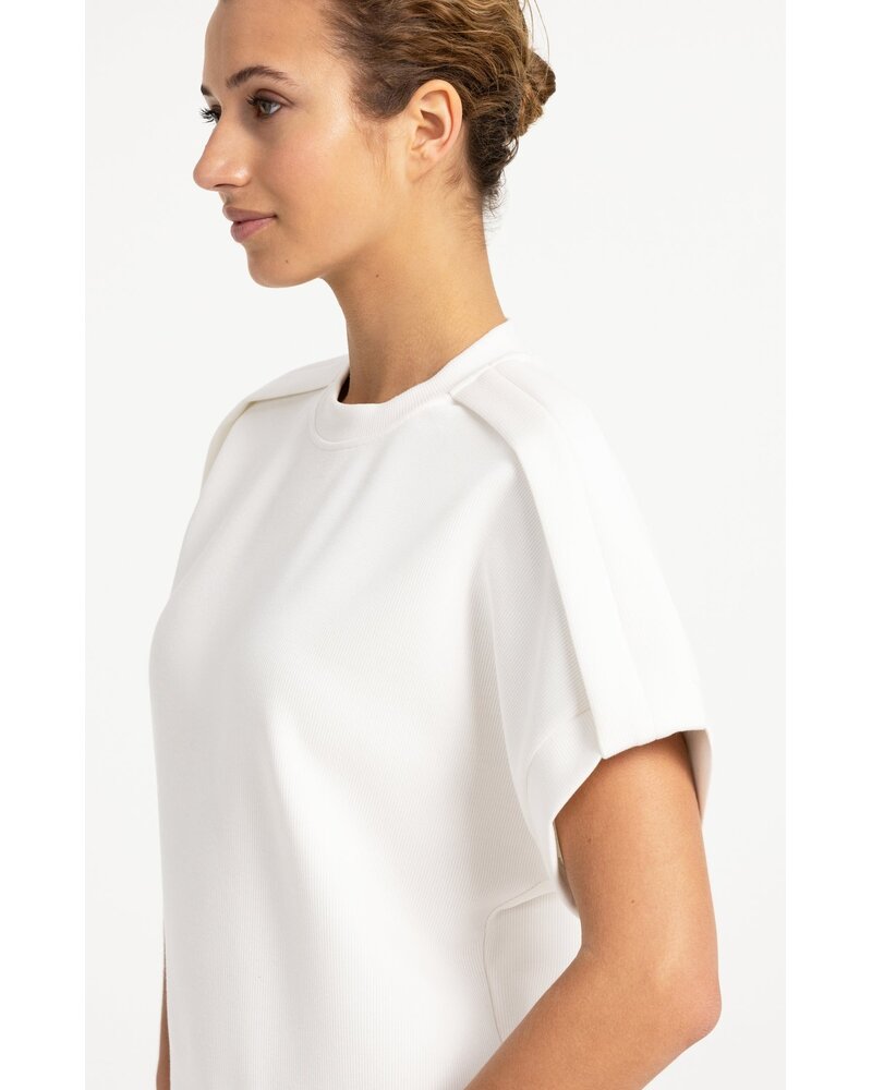 Yaya T-shirt with pleated shoulder detail