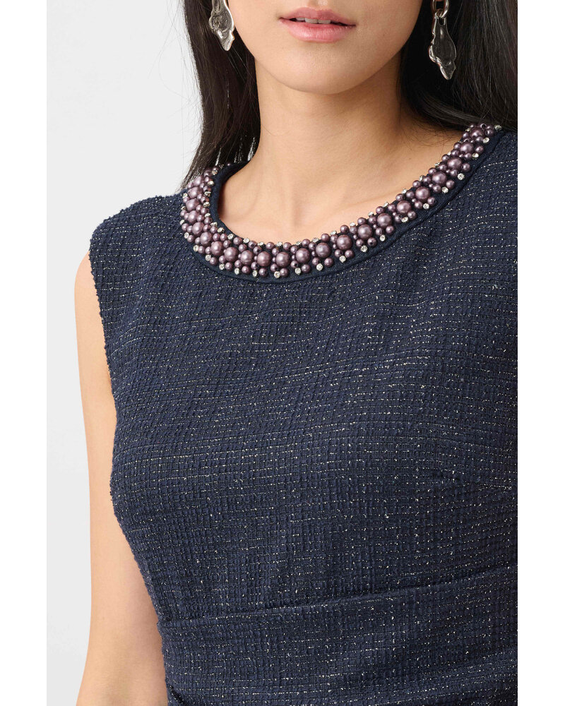 Joseph Ribkoff Robe bouclé avec bordure en perles-263092