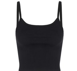 Shape Black Cotton Strappy Crop Top, Curve