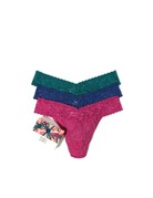 Hanky Panky Holiday 2022 Original Rise Thong 3 Pack 48LN Moodstone, Royal Blue, Wild Rose One Size