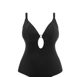 Elomi Plain Sailing Super Plunge Non Wire One Piece Swimsuit  (ES7280),36F,Black at  Women's Clothing store