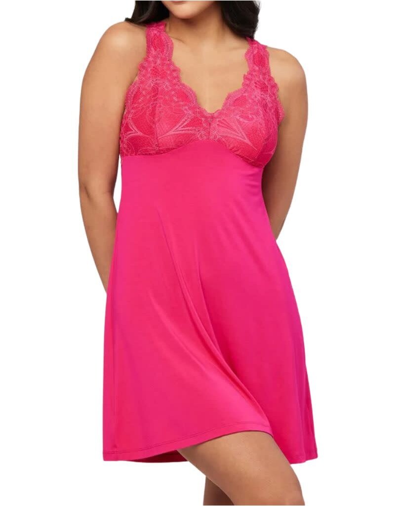 Lace and Satin Chemise with Triangle Cups