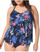 Beach House Plus Monterey Tropical Kerry Mesh Tankini HW4D355