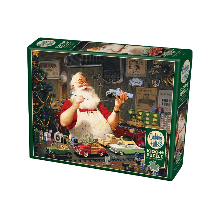 Cobble Hill Santa Painting Cars Puzzle - 80046 Piece Nostalgic Jigsaw Puzzle For All Ages