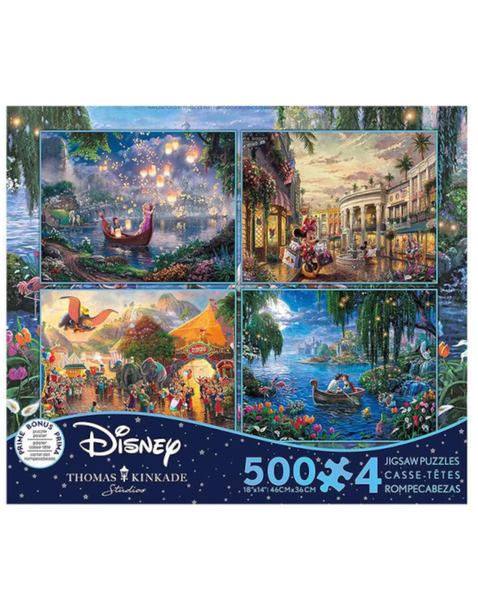 Ceaco Four 500-Piece Thomas Kinkade Disney Multipack Interlocking Jigsaw  Puzzle