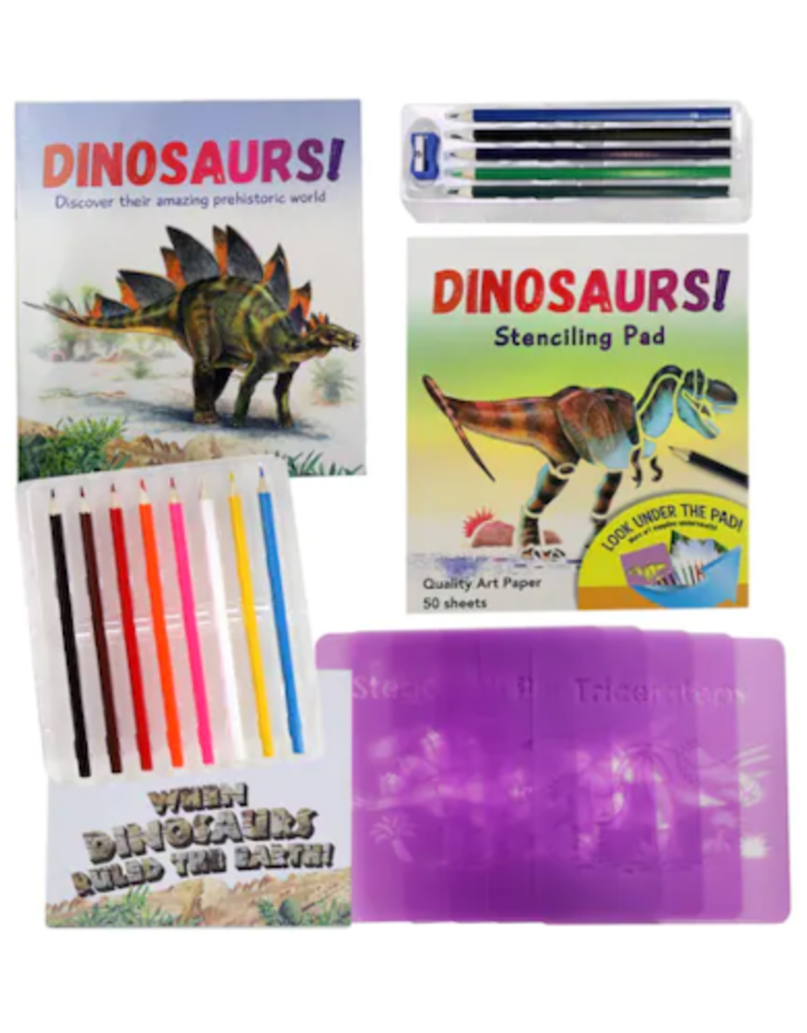 SpiceBox SpiceBox - Imagine It! Dinosaur Book & Stencil Set