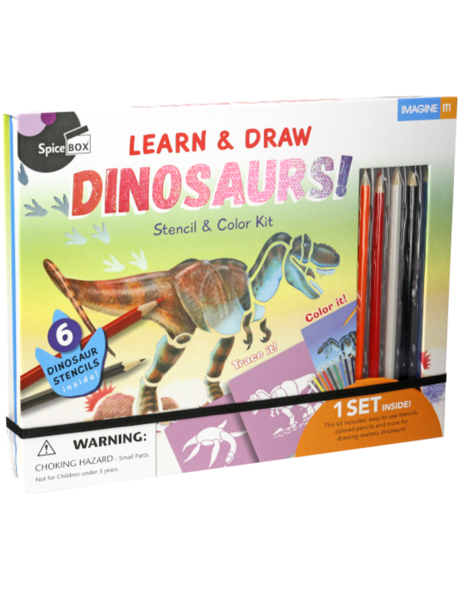 SpiceBox SpiceBox - Imagine It! Dinosaur Book & Stencil Set