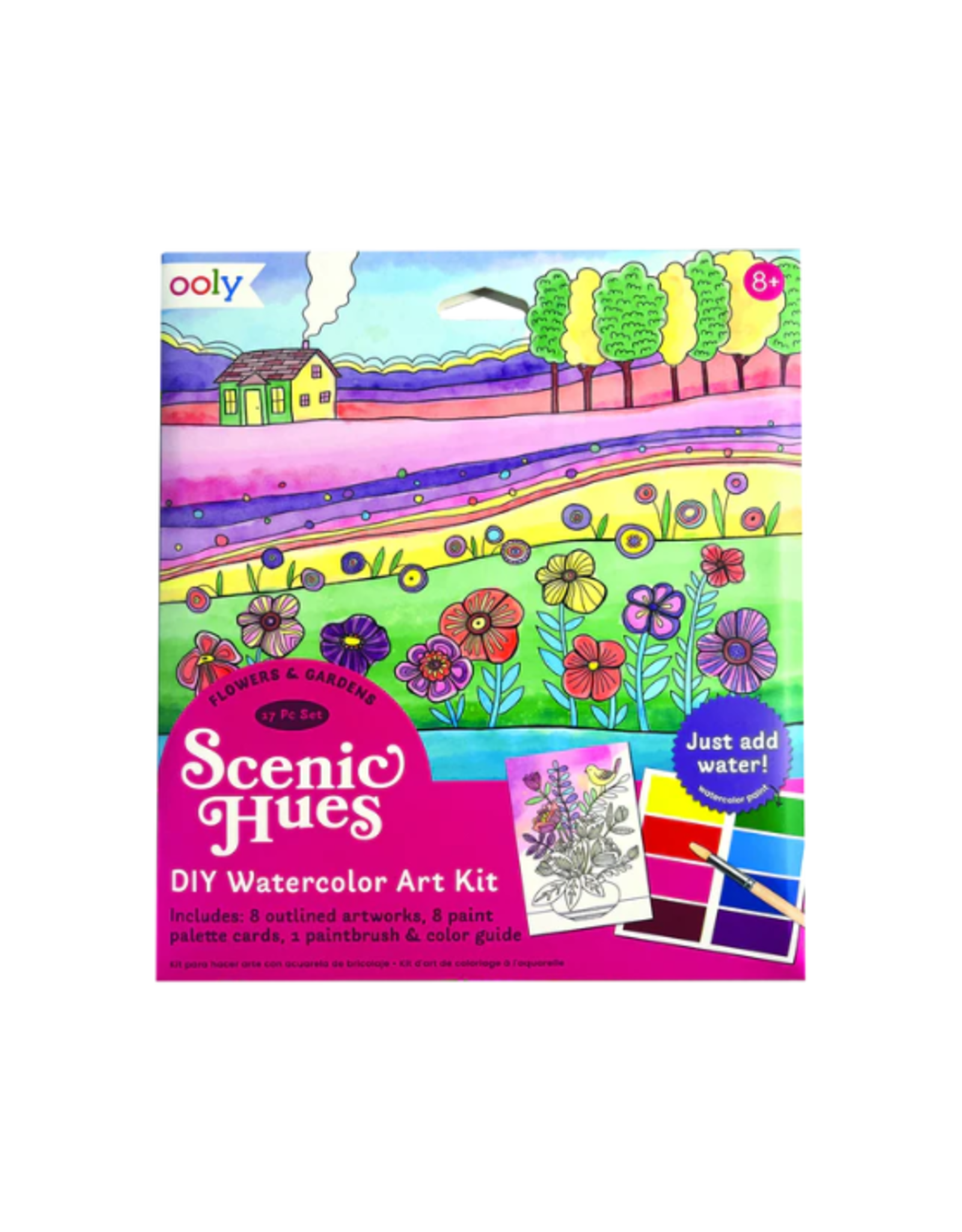 Ooly Ooly - Scenic Hues DIY Watercolor Art Kit - Flowers and Gardens