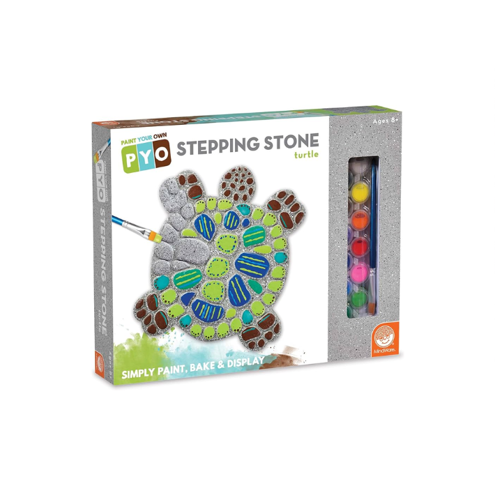MindWare Paint-Your-Own Stepping Stone Turtle Kit - No Mess Cement Craft For Kids