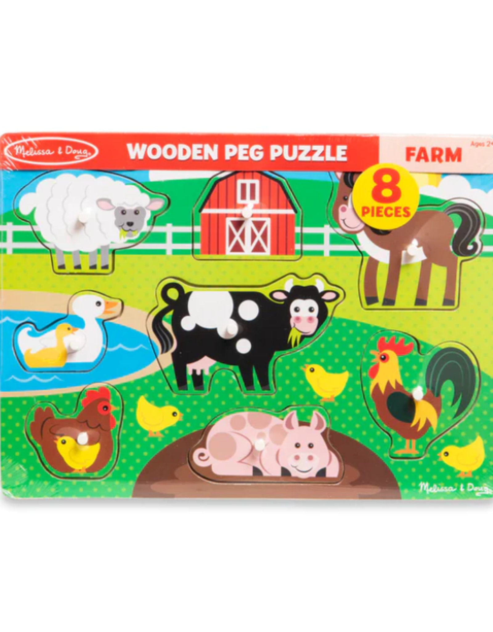 Melissa & Doug Melissa & Doug - Wooden Peg Puzzle - Farm Animals 8pcs