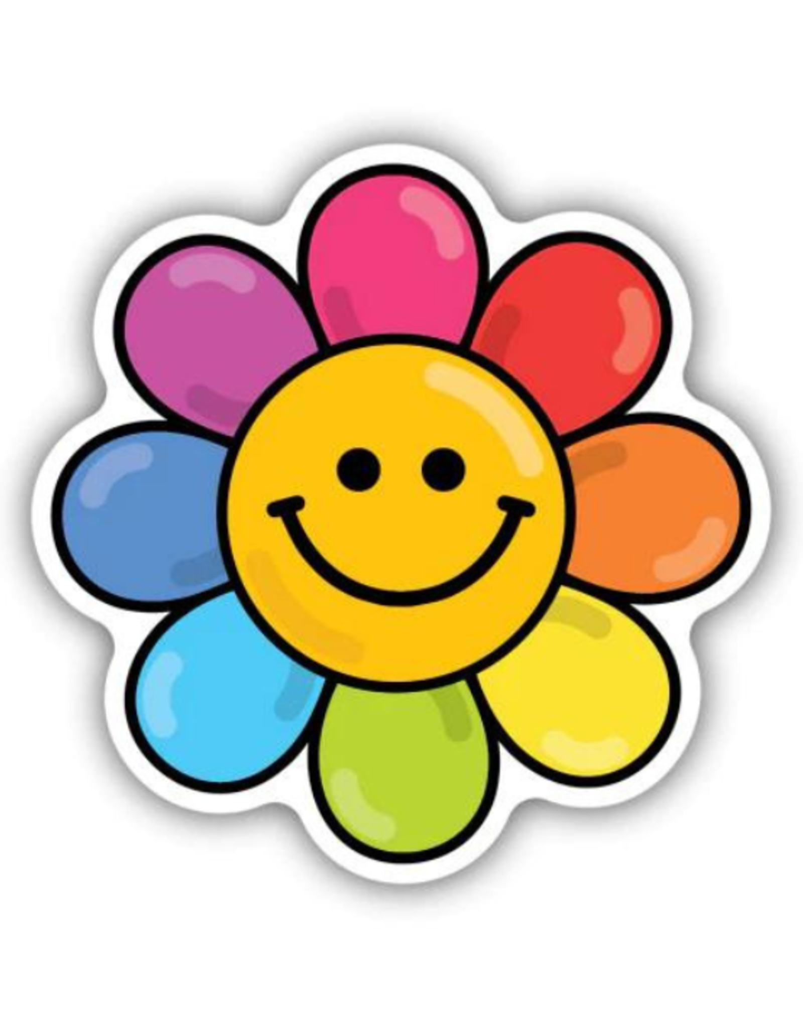 Stickers Northwest Inc. Stickers Northwest Inc - Rainbow Flower Smiley Face Sticker