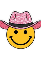 Stickers Northwest Inc. Stickers Northwest Inc - Sparkly Pink Hat Smiley Face Sticker