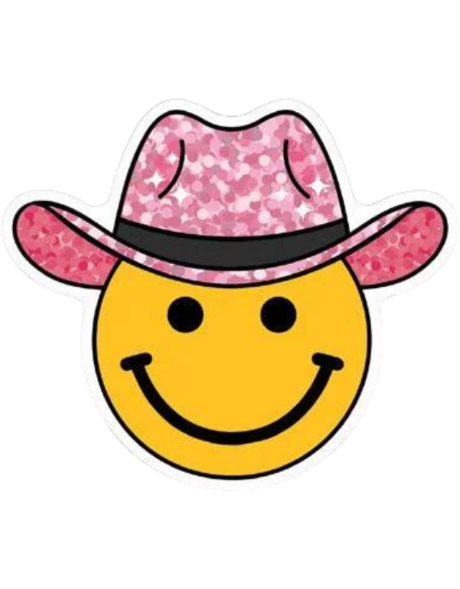 Stickers Northwest Inc. Stickers Northwest Inc - Sparkly Pink Hat Smiley Face Sticker