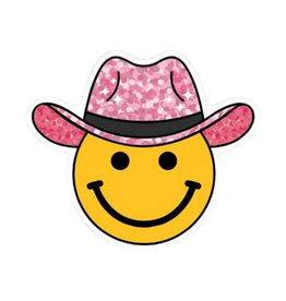 Stickers Northwest Inc. Sparkly Pink Hat Smiley Face Sticker