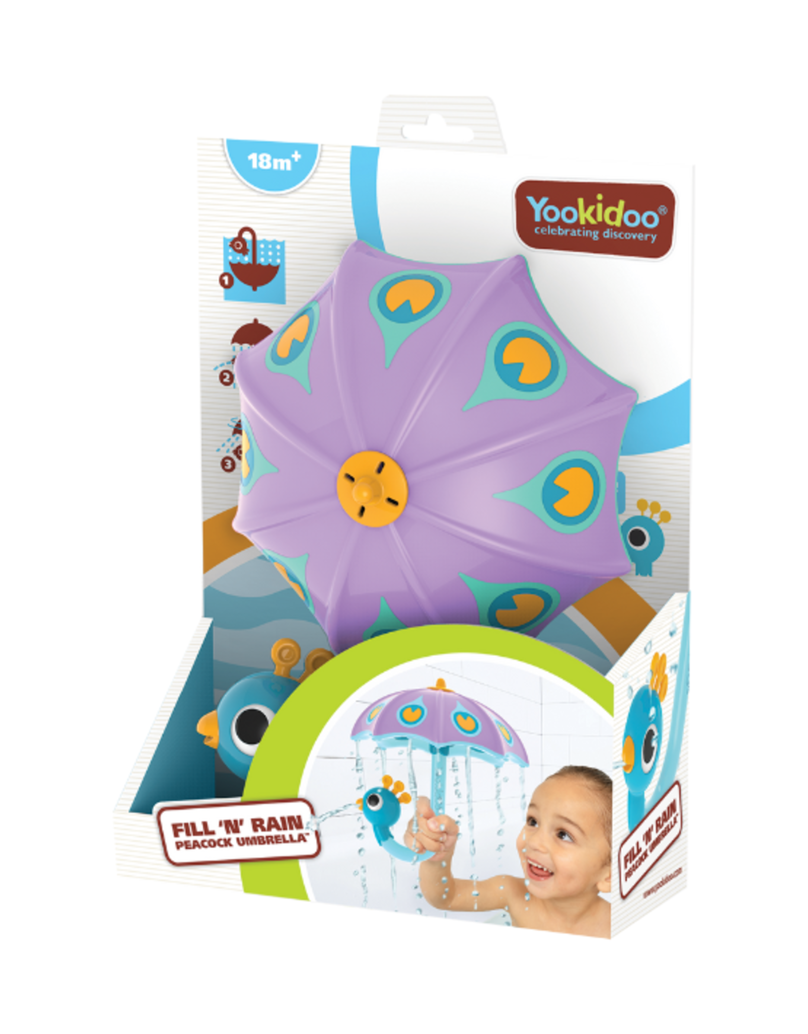 Yookidoo Yookidoo - Fill N Rain Peacock Umbrella Purple