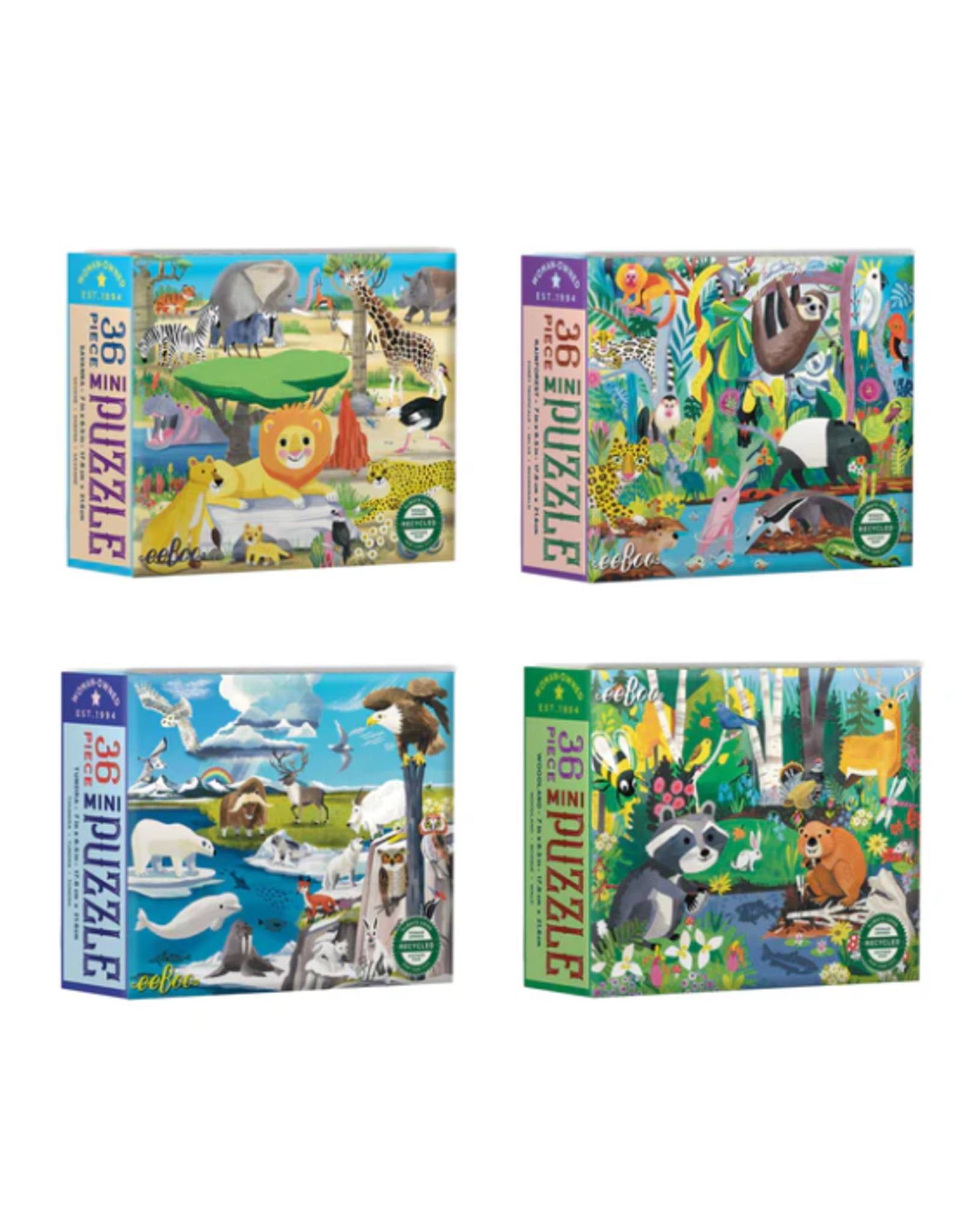 eeBoo EeBoo - Wild Habitats 36pcs Miniature Puzzle Assortment