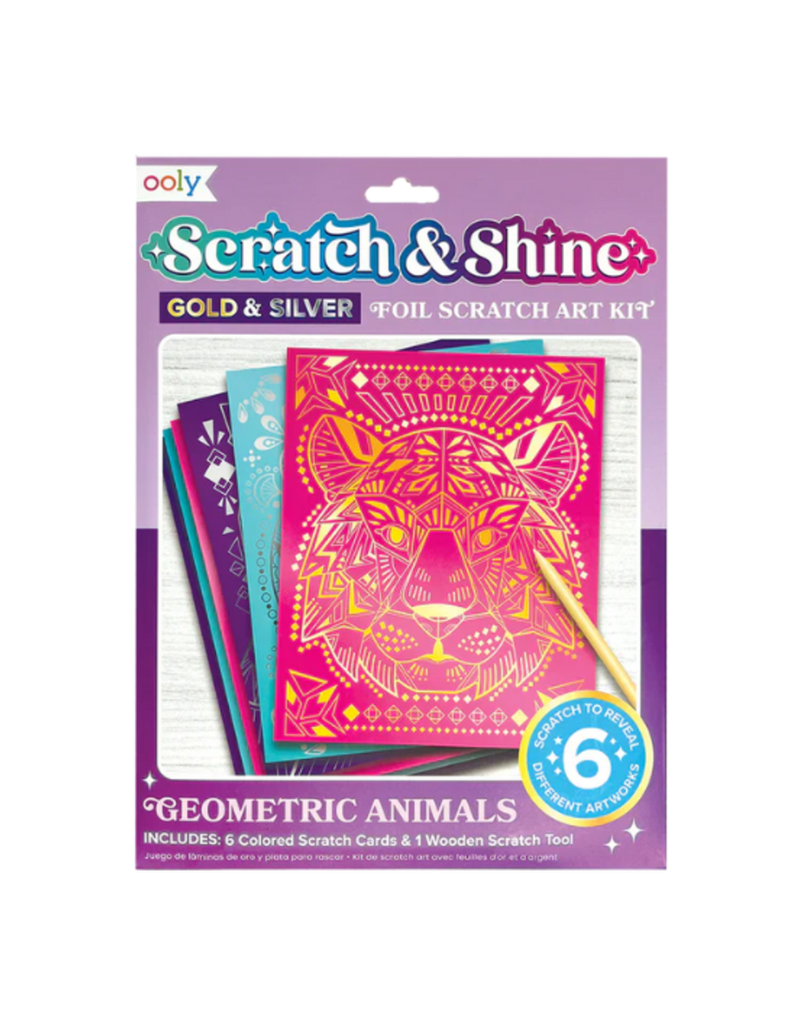 Ooly Ooly - Scratch & Shine Foil Scratch Art Kits- Geo Animals