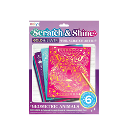 Ooly Scratch & Shine Foil Scratch Art Kits Geo Animals