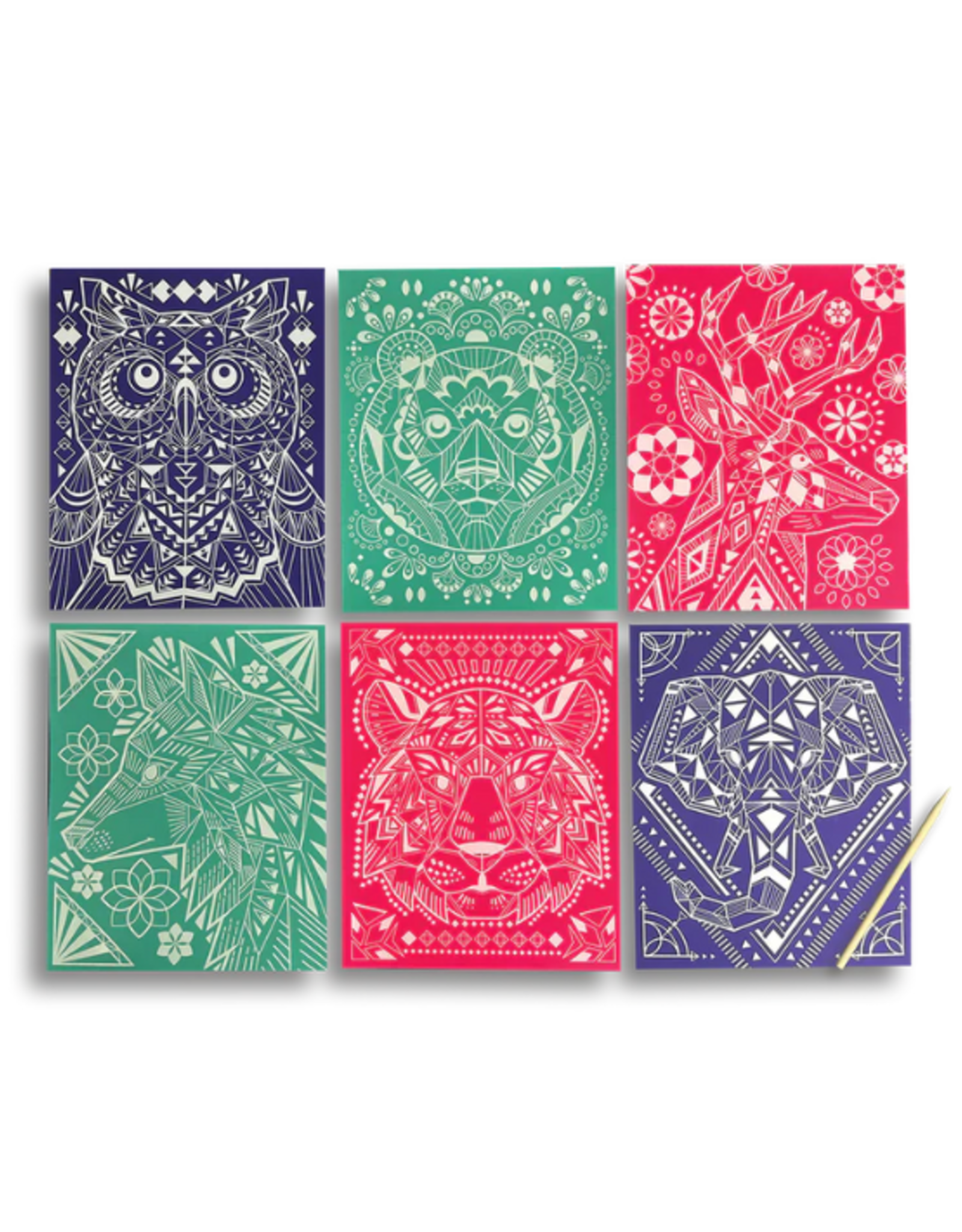 Ooly Ooly - Scratch & Shine Foil Scratch Art Kits- Geo Animals