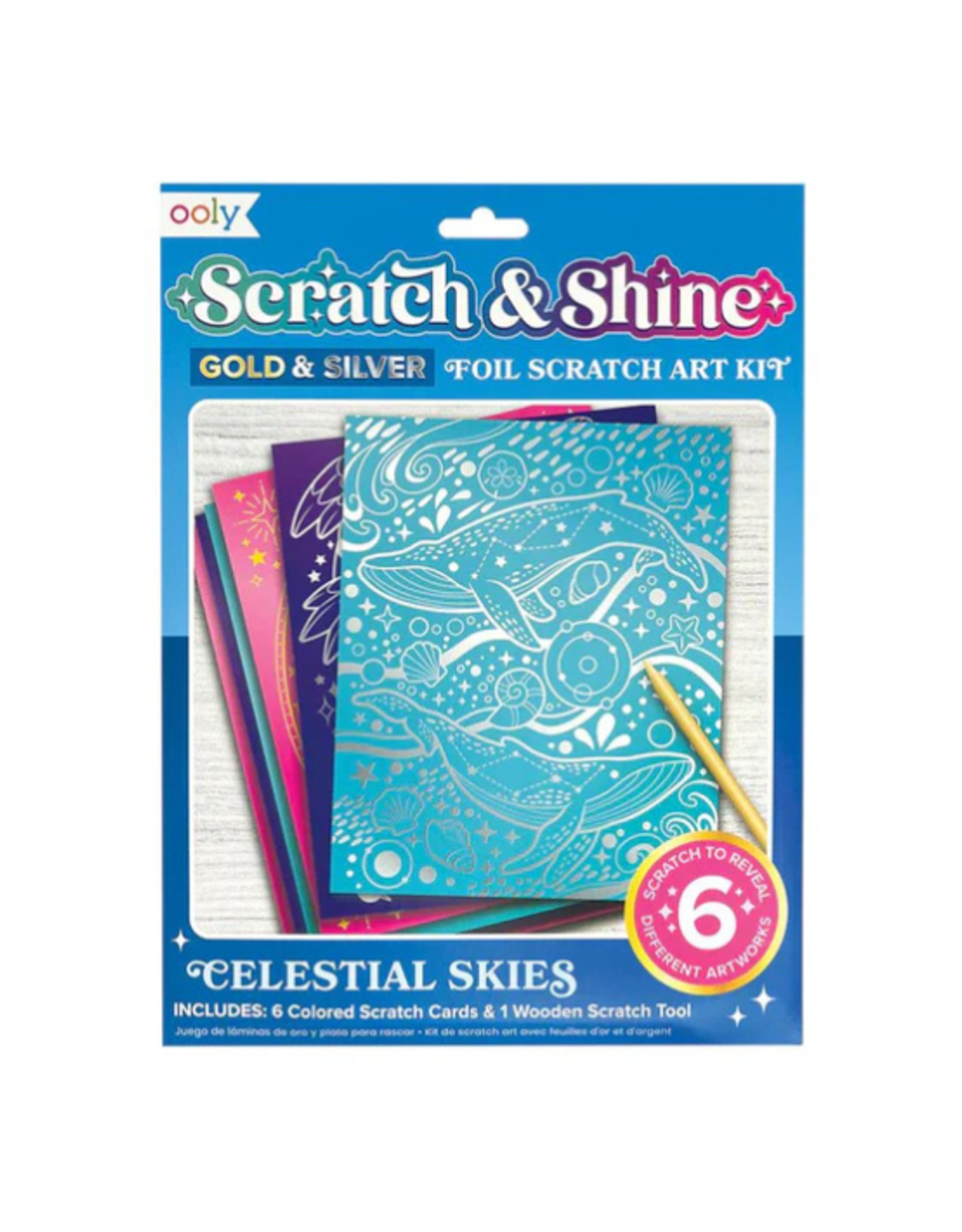 Ooly Ooly - Scratch & Shine Foil Scratch Art Kits - Celestial Skies