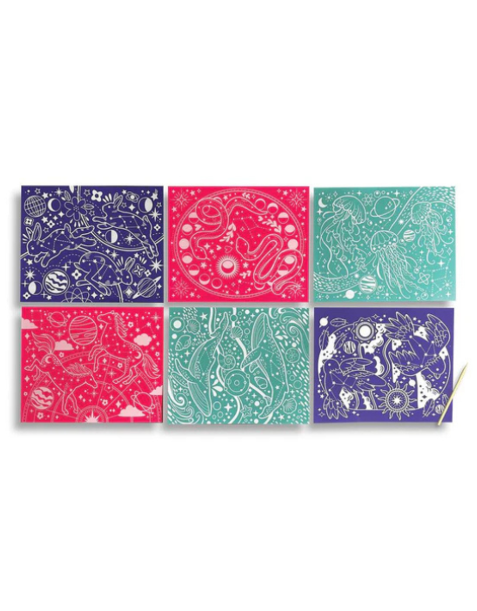 Ooly Ooly - Scratch & Shine Foil Scratch Art Kits - Celestial Skies
