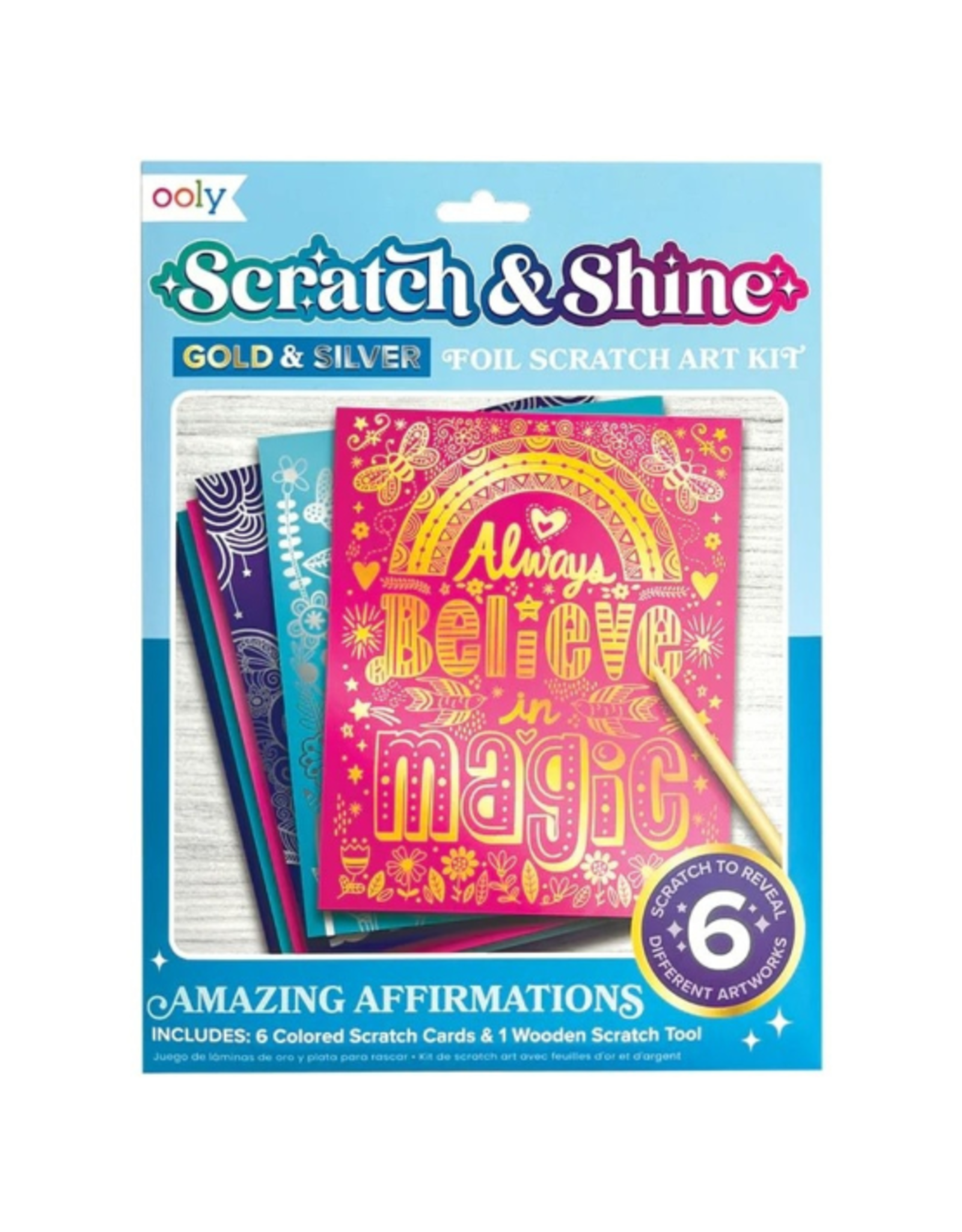 Ooly Ooly - Scratch & Shine Foil Scratch Art Kits- Amazing Affirmations