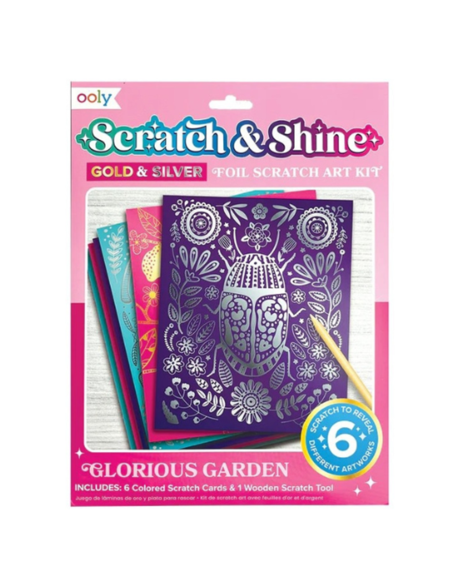 Ooly Ooly - Scratch & Shine Foil Scratch Art Kits - Glorious Garden