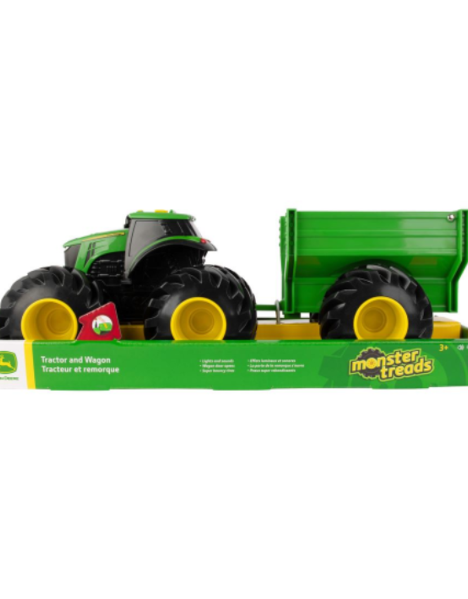 Tomy - John Deere Monster Threads Tractor & Wagon W/ Lights & Sounds