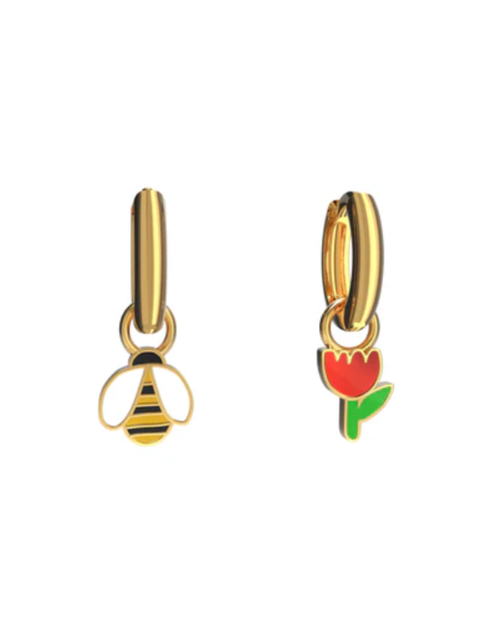 Yellow Owl Workshop Yellow Owl Workshop - Honeybee & Flower Hoop Earrings