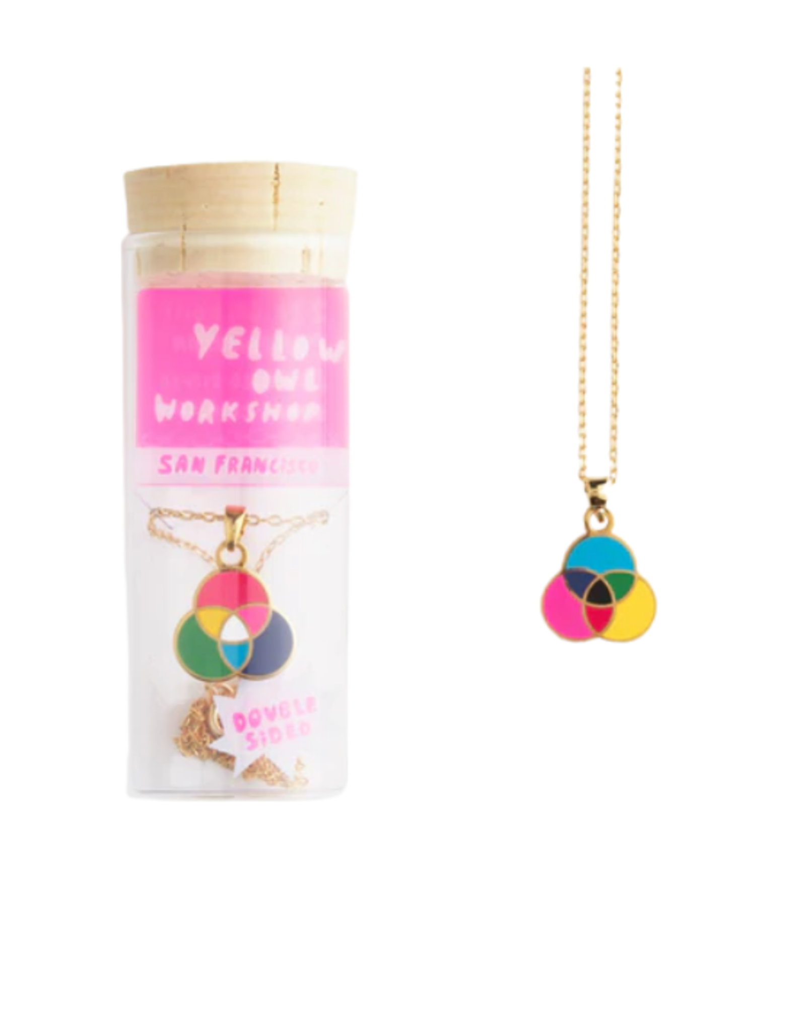 Yellow Owl Workshop Yellow Owl Workshop - RGB/CMYK Color Wheel Double Sided Pendant Necklace