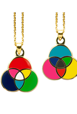 Yellow Owl Workshop Yellow Owl Workshop - RGB/CMYK Color Wheel Double Sided Pendant Necklace