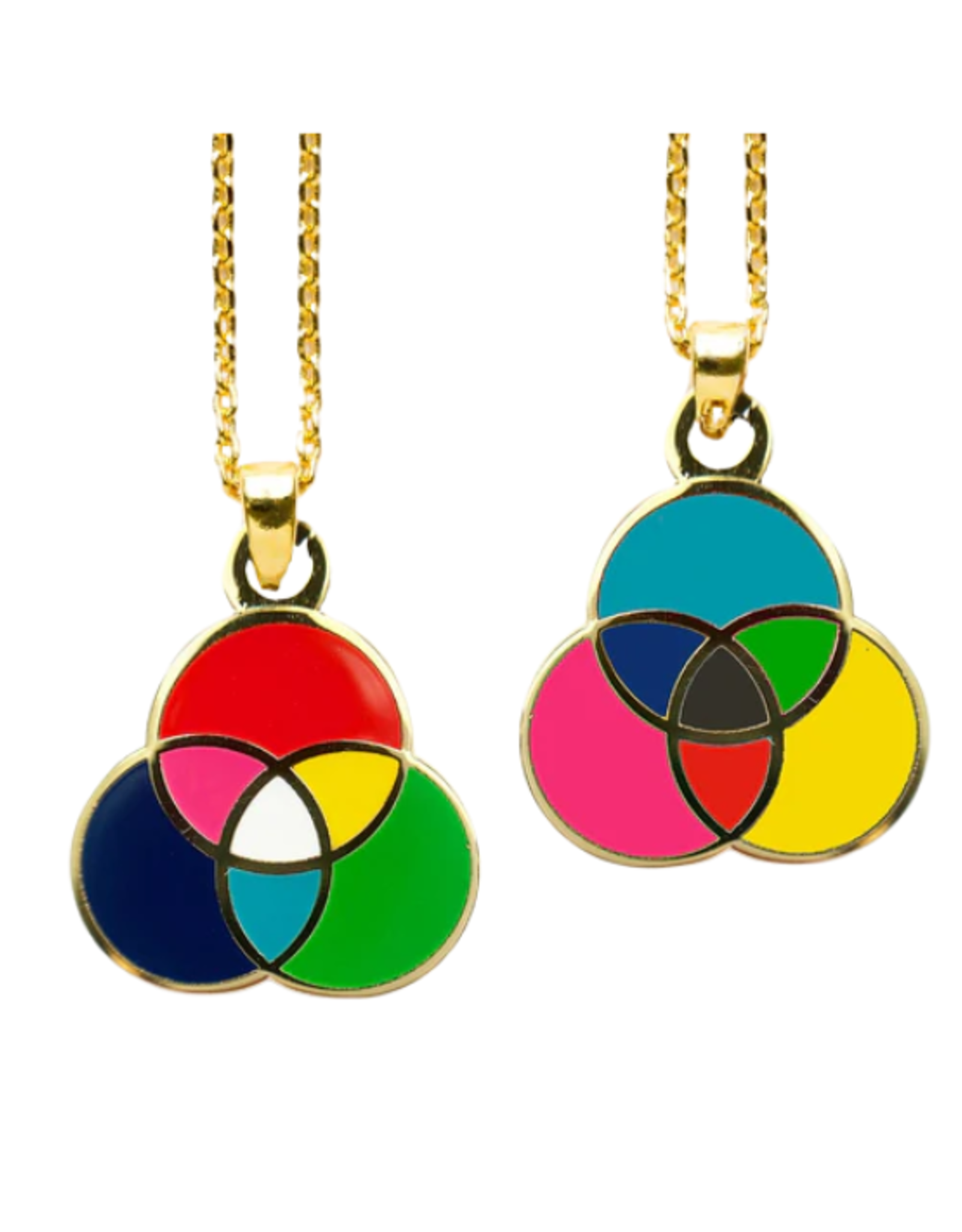 Yellow Owl Workshop Yellow Owl Workshop - RGB/CMYK Color Wheel Double Sided Pendant Necklace