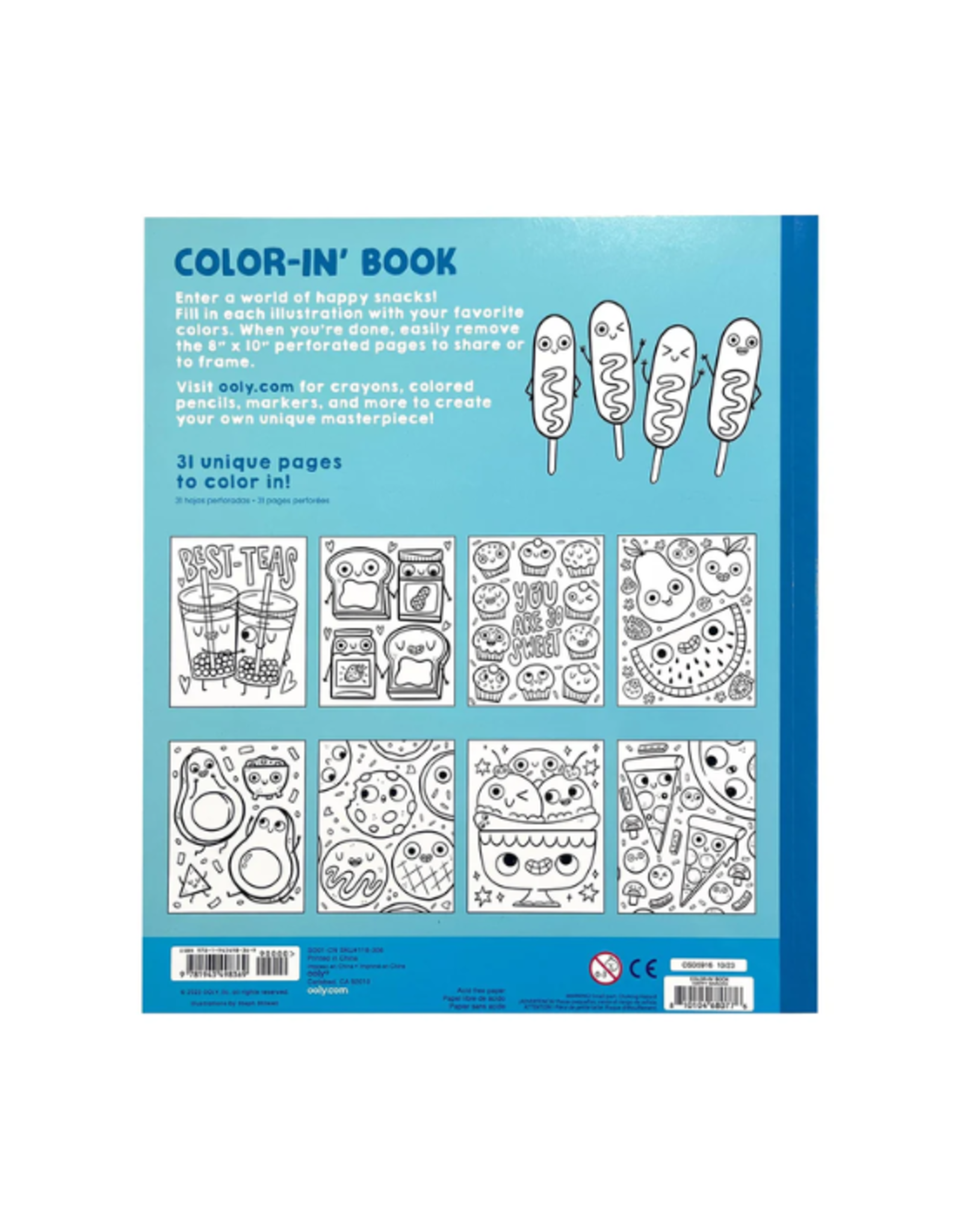 Ooly Ooly - Color-in' Book Coloring Book Happy Snacks