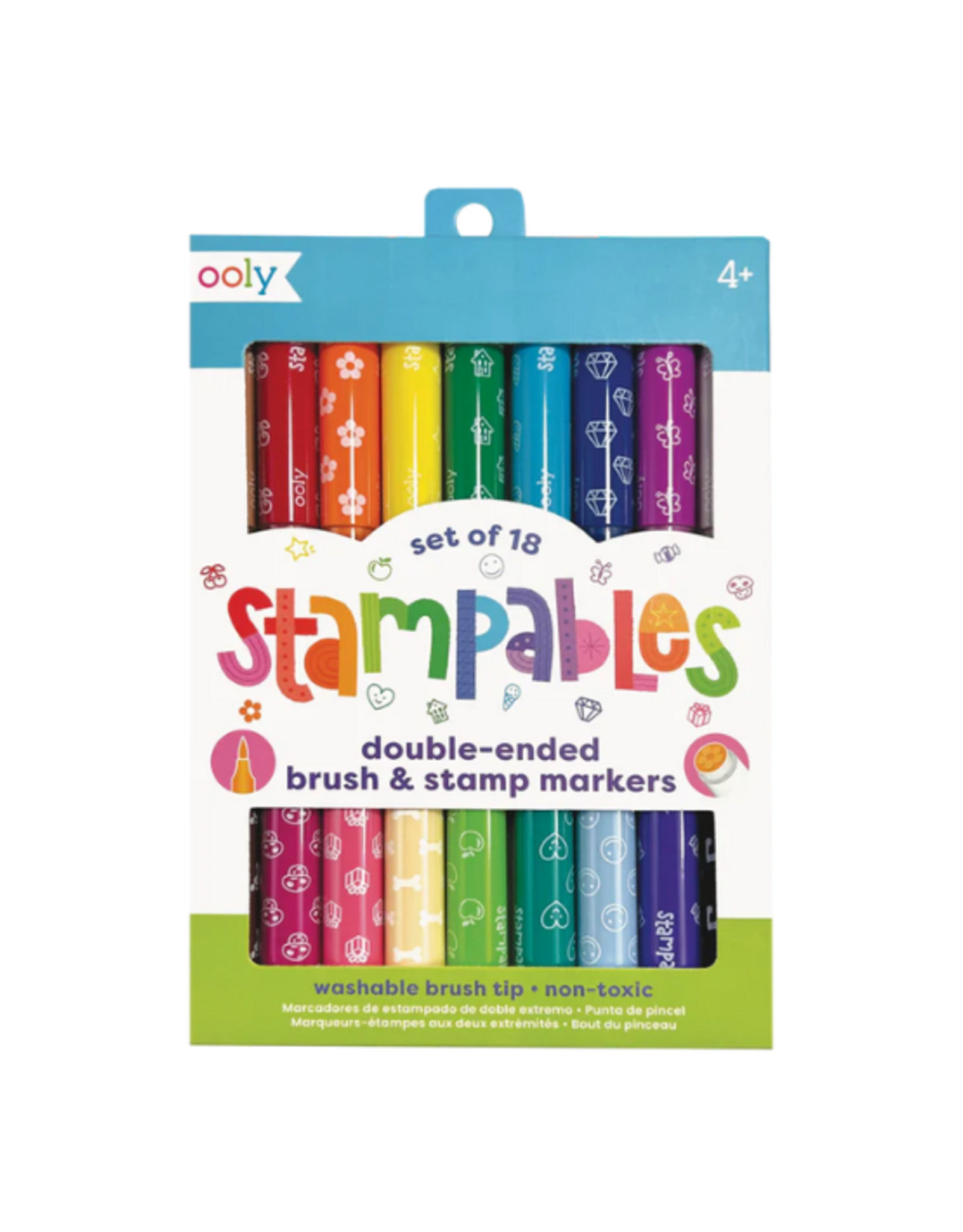 Ooly Ooly - Stampables Double-Ended Stamp & Brush Markers Set of 18