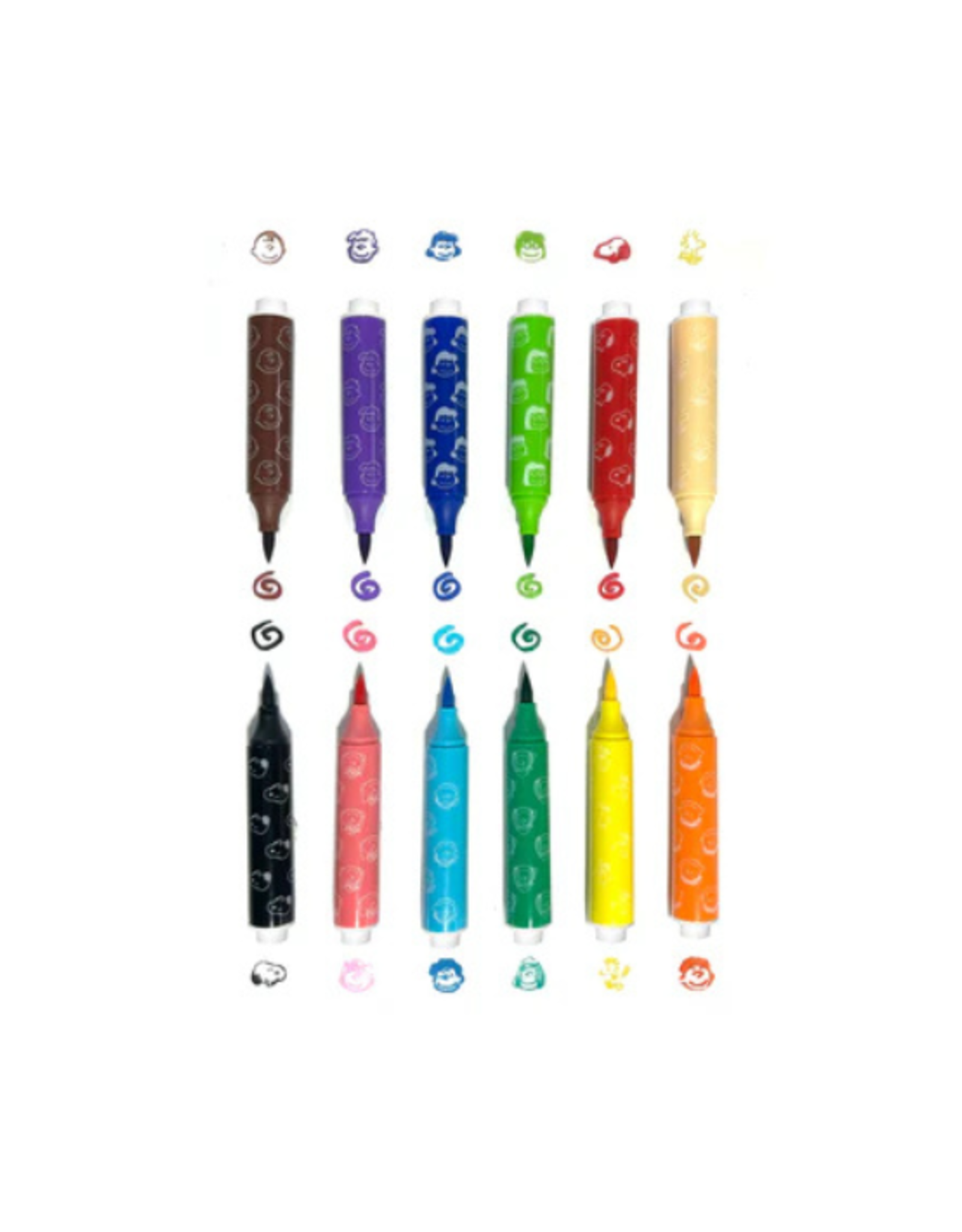 Ooly Ooly - OOLY x Peanuts Double-Ended Brush & Stamp Markers Set of 12