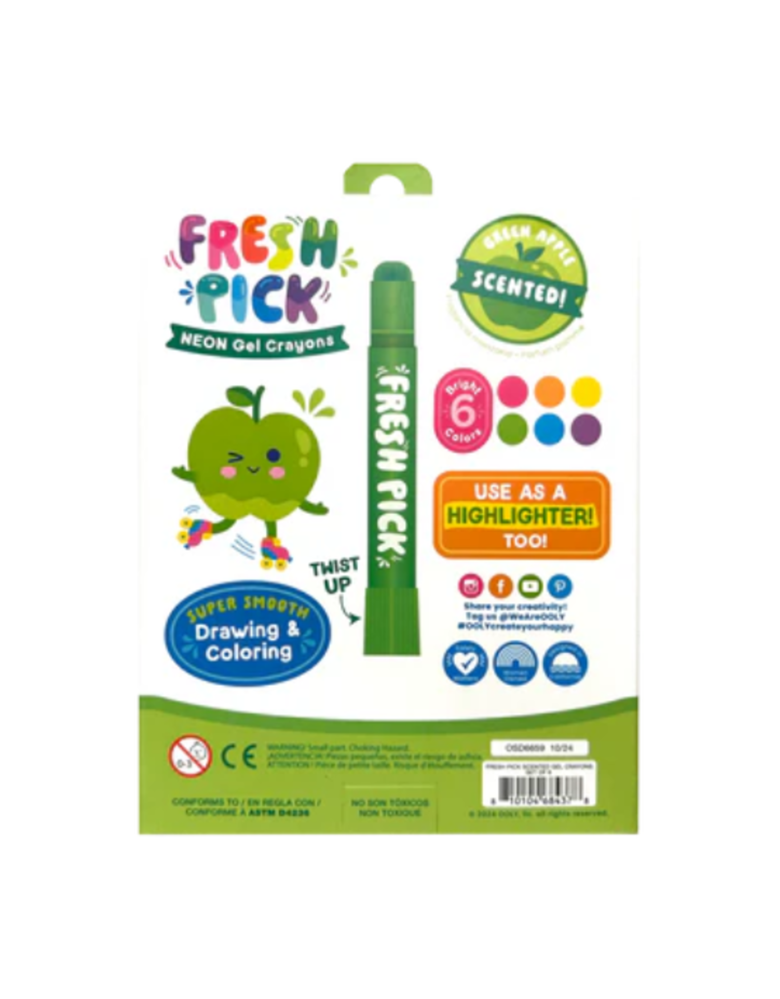 Ooly Ooly - Fresh Pick Apple Scented Gel Crayons Set of 6
