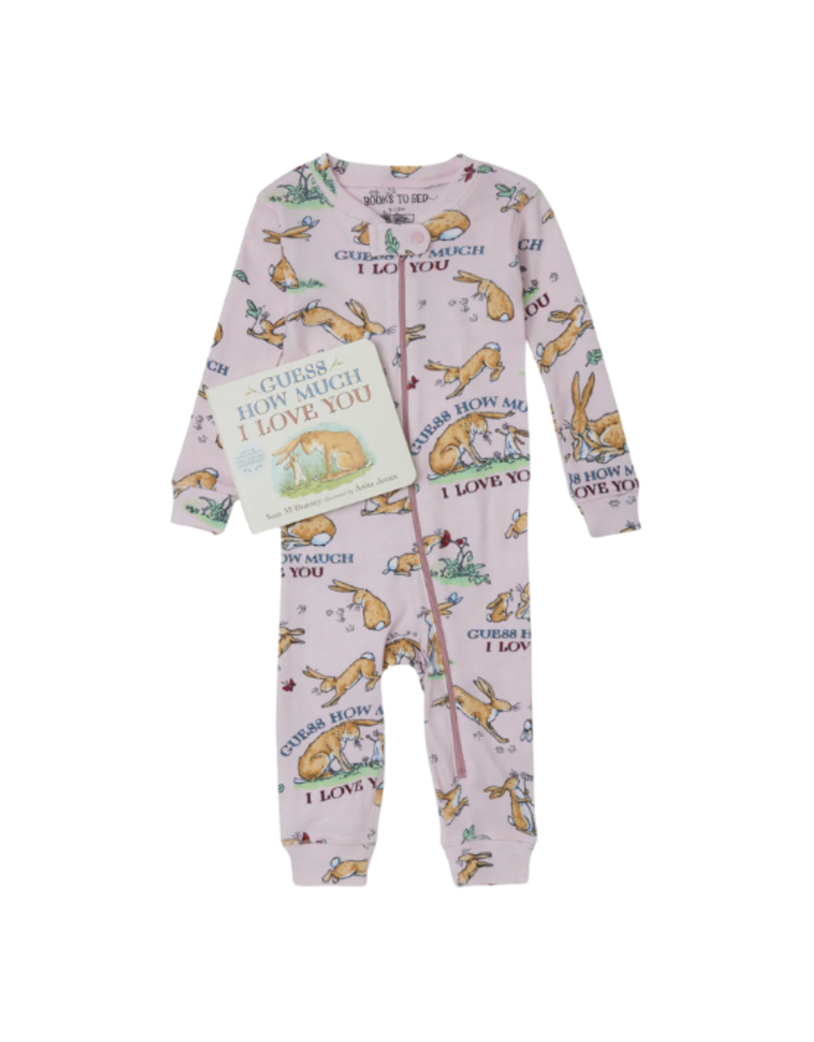 Books to Bed Books to Bed - Guess How Much I Love You Book and Infant Coverall Pink 12M-18M