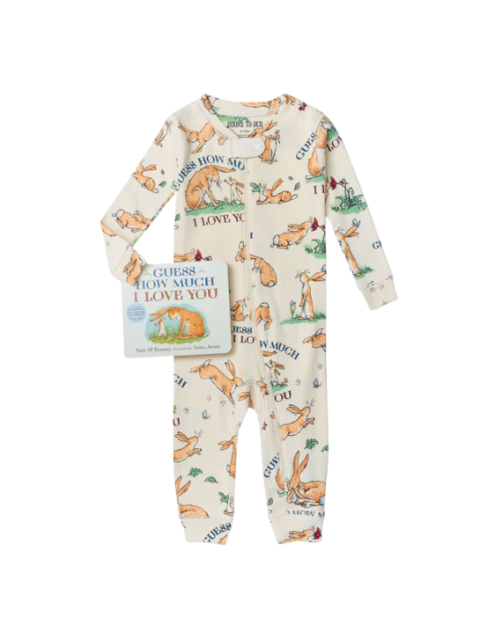 Books to Bed Books to Bed - Guess How Much I Love You Book and Infant Coverall Cream 12M-18M