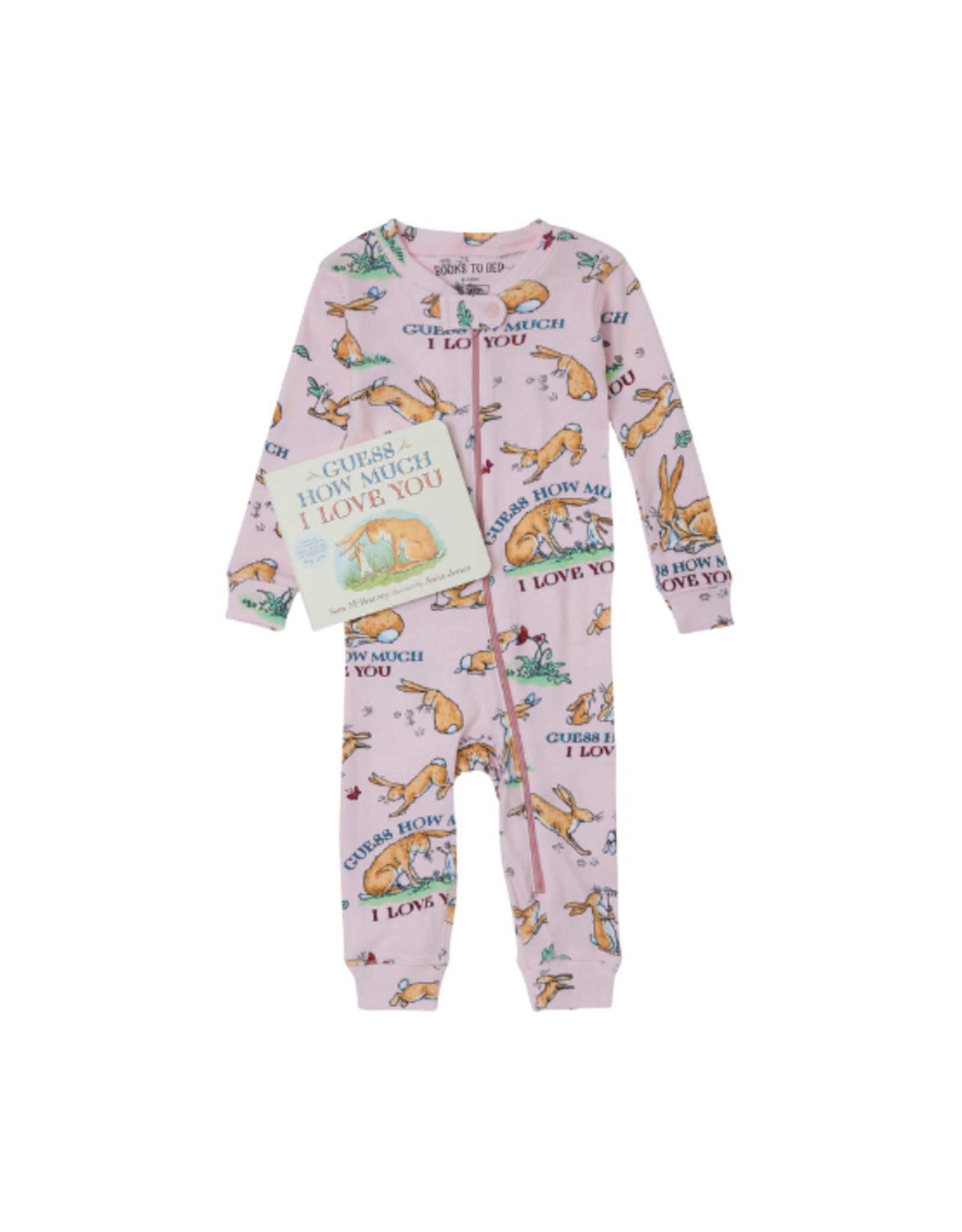 Books to Bed Books to Bed - Guess How Much I Love You Hanging Baby Coverall and Book Pink 6M-12M