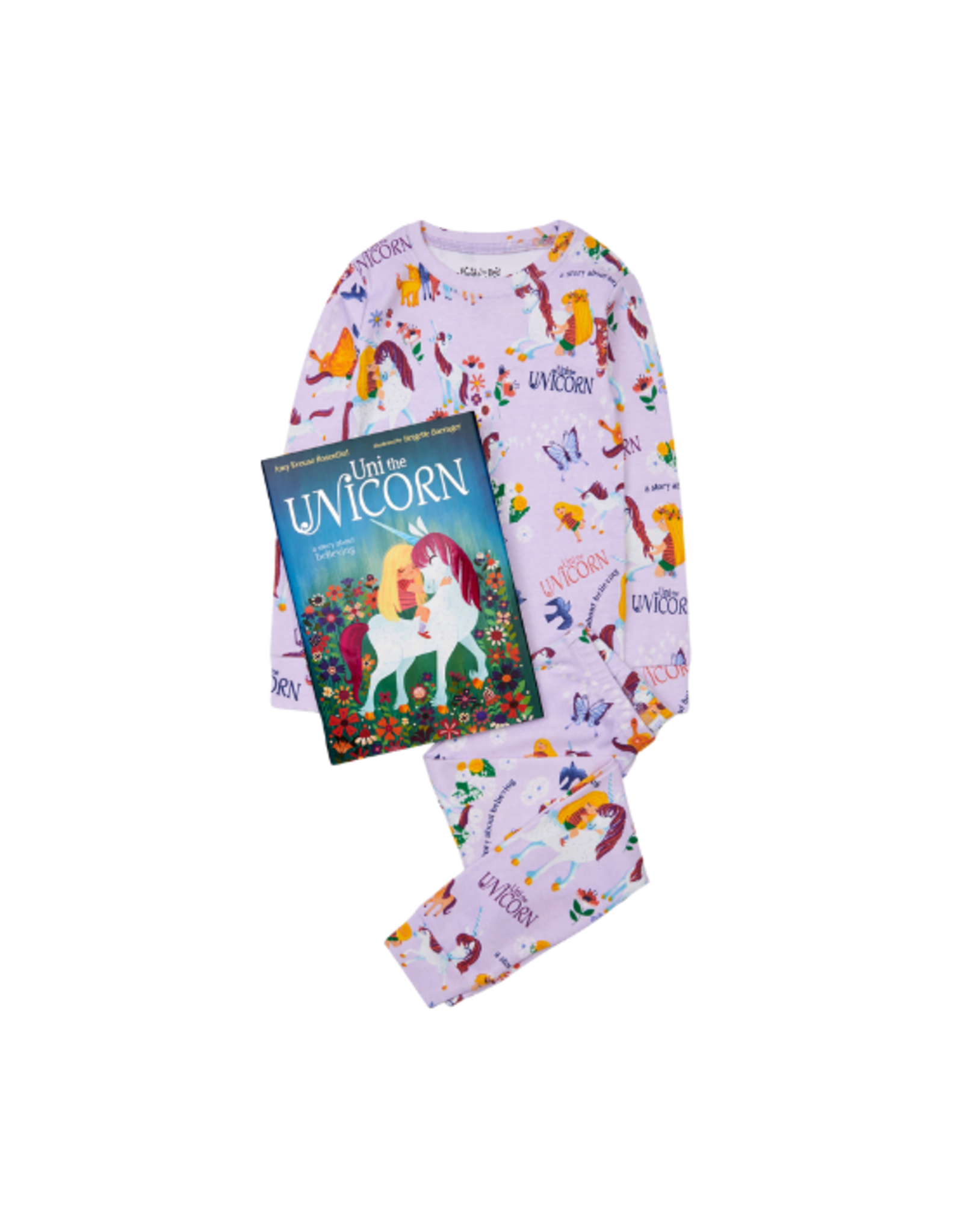 Books to Bed Books to Bed - Uni the Unicorn Hanging Pajama Set and Book Size 8