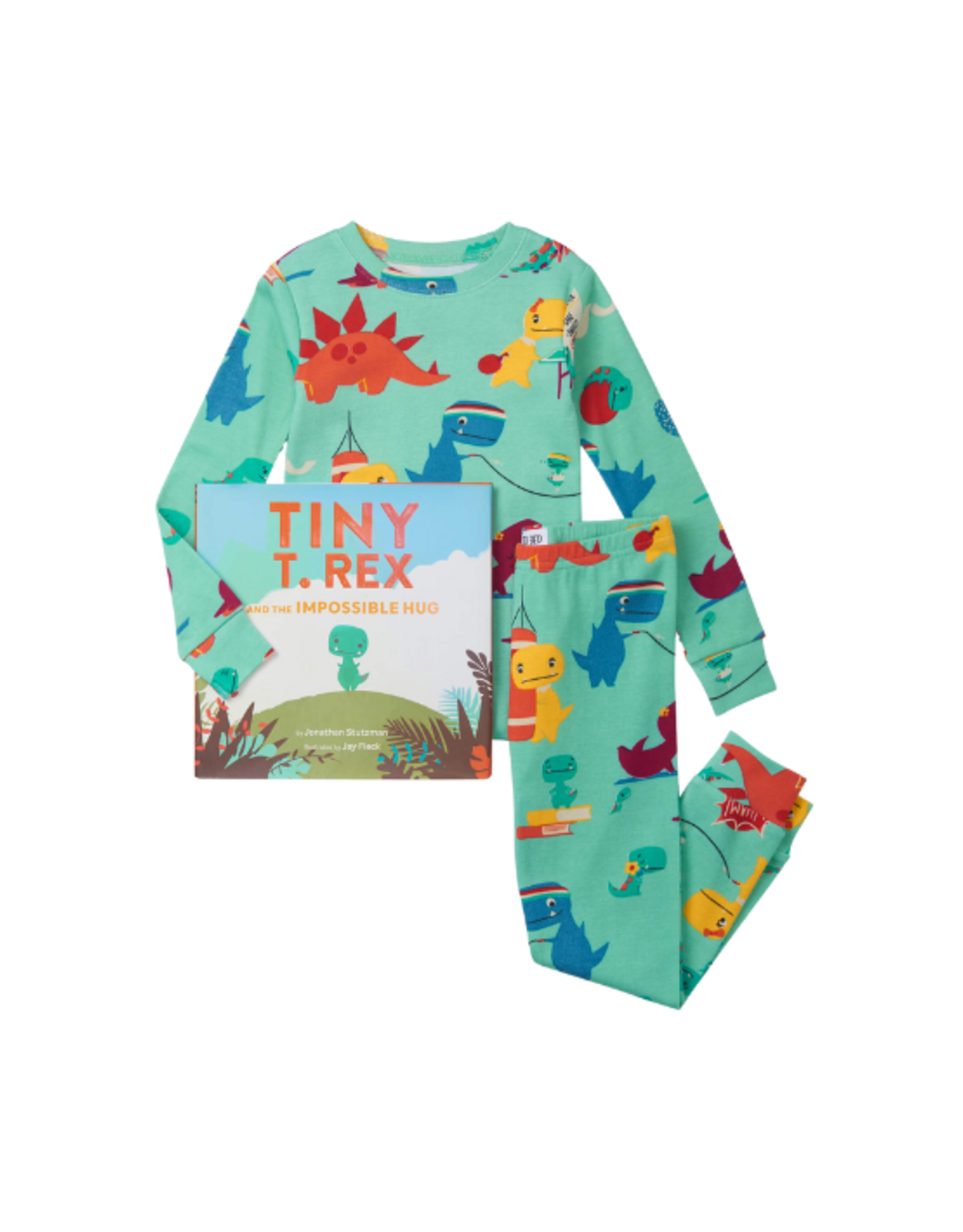 Books to Bed Books to Bed - Tiny T-Rex And The Impossible Hug Hanging Pajama Set and Book Size 2