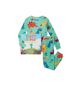 Books to Bed Tiny T-Rex And The Impossible Hug Hanging Pajama Set and Book Size 2