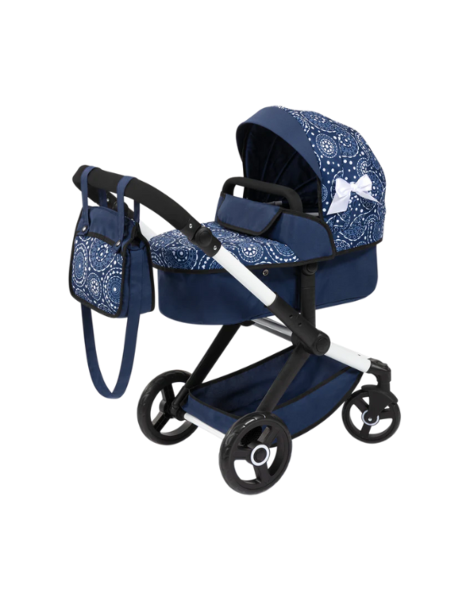 Xeo Xeo - Doll Pram Blue with White Patterns