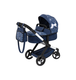 Doll Pram Blue with White Patterns