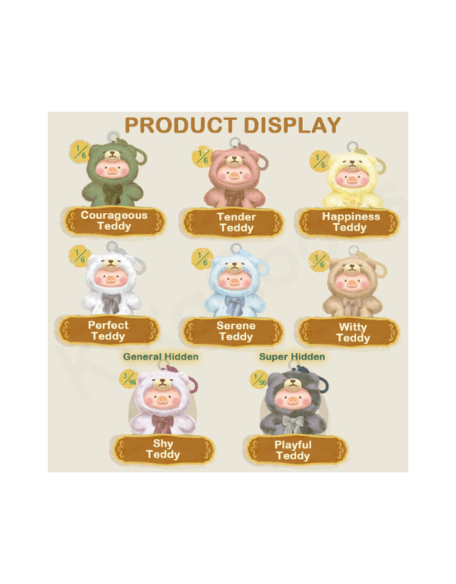 Toyzeroplus Toyzeroplus - Lulu The Piggy Vintage Teddy Shop Vinyl Face Plush Pendant Blind Box