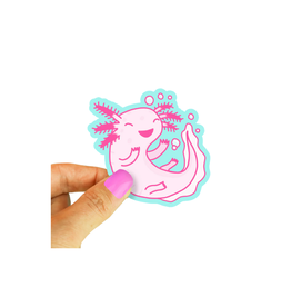 Turtle Soup Happy Little Axolotl Pink Vinyl Sticker