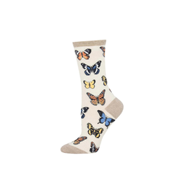 Socksmith Majestic Butterflies Ivory Heather S/M